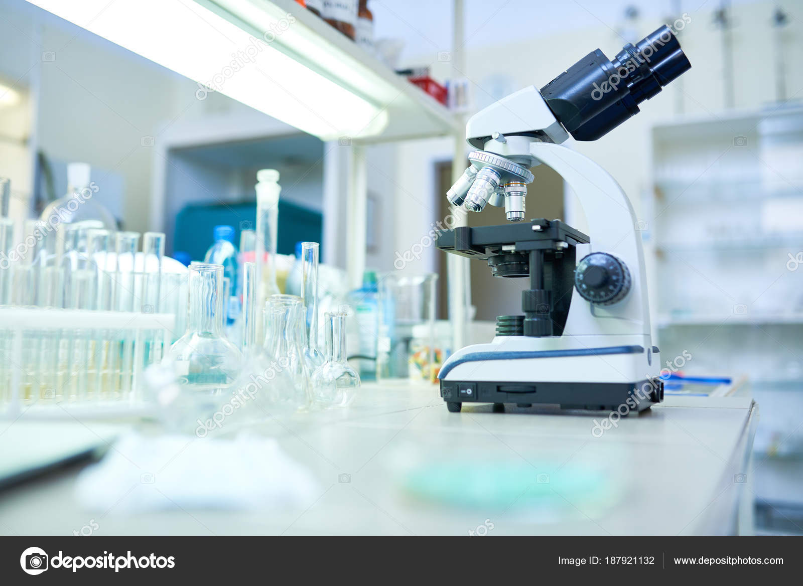 Background Image Microscope Test Tubes Table Modern Science Laboratory  Stock Photo by ©SeventyFour 187921132
