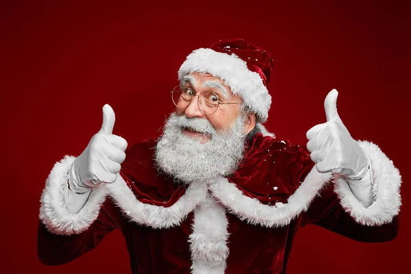 Portrait Taille Haute Père Noël Classique Montrant Les Pouces Vers — Photo