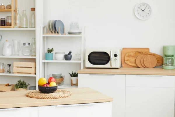 Achtergrondbeeld Van Eigentijds Keukeninterieur Met Minimaal Scandinavisch Design Houten Elementen — Stockfoto