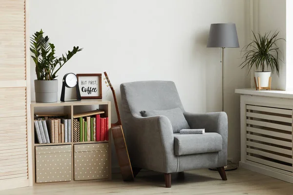 Background Image Cozy Reading Nook Modern Minimal Interior Focus Grey — Stock Photo, Image