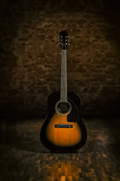 Guitarra acústica en ambiente retro — Foto de Stock