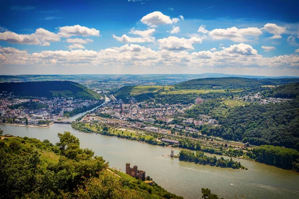 Panoramiczny widok z Bingen nad Renem — Zdjęcie stockowe