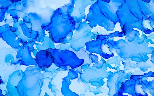 Abstract background of classic blue colors. Painting with alcohol ink. Decorative marble background. Trendy color 2020.Close-up — Stock Photo, Image