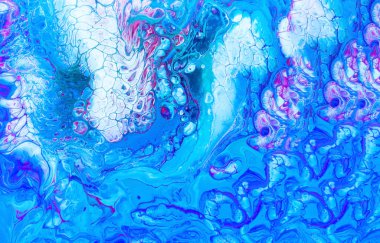 Karışık akrilik boyalarla rahatlatıcı soyut bir arka plan. Sıvı sanatı tarzında elle boyanmış. Moda rengi