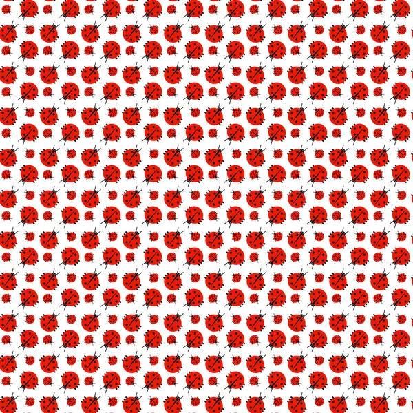 Beyaz bir backgr üzerinde irili ufaklı ladybirds seamless modeli