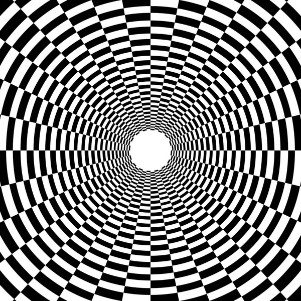 Psychedelic tunnel, chessboard pattern in black and white, trump — Stock Vector