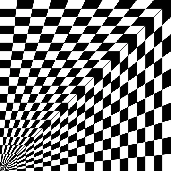 Abstracte patroon, zwart-wit, kromming van de ruimte, hoek van — Stockvector