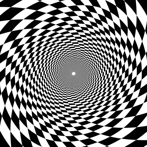 Túnel psicodélico, patrón de tablero de ajedrez en blanco y negro, triunfo Ilustración De Stock