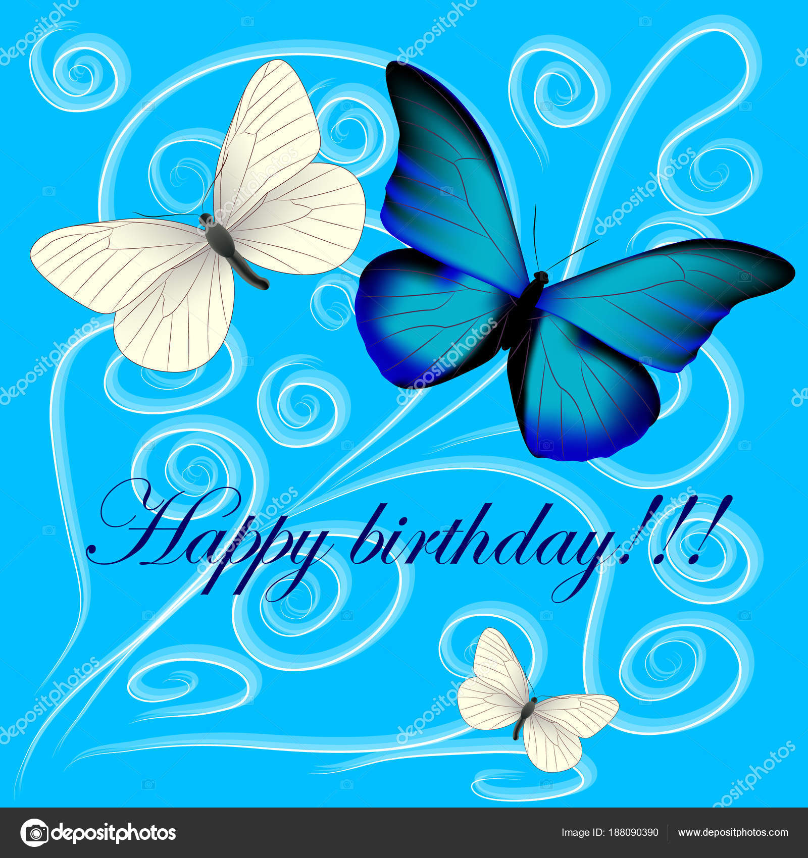 Postcard With A Happy Birthday Three Butterflies On A Blue Back Vector Image By C Sidorovich 1985 List Ru Vector Stock Postcard With A Happy Birthday Three Butterflies On A Blue Back Vector Image By C Sidorovich 1985 List Ru Vector Stock