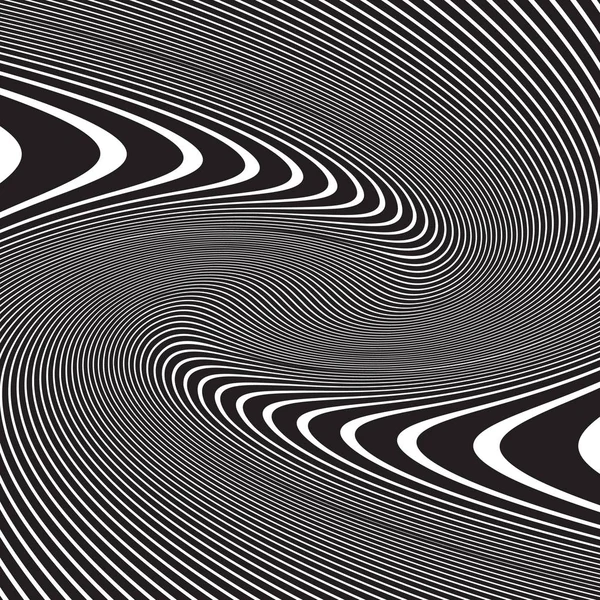 Patrón psicodélico, ilusión óptica en blanco y negro — Vector de stock