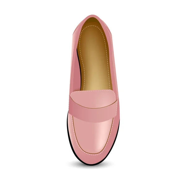 Zapatos de color rosa mocasines sobre fondo blanco — Vector de stock