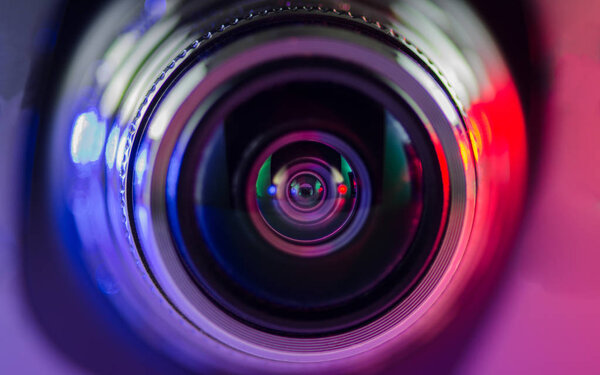 Camera lens and multi-colored backlight blue and red