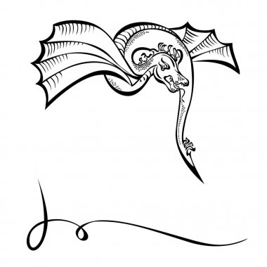 Fantezi muhteşem uçan hayvan dragon siyah 