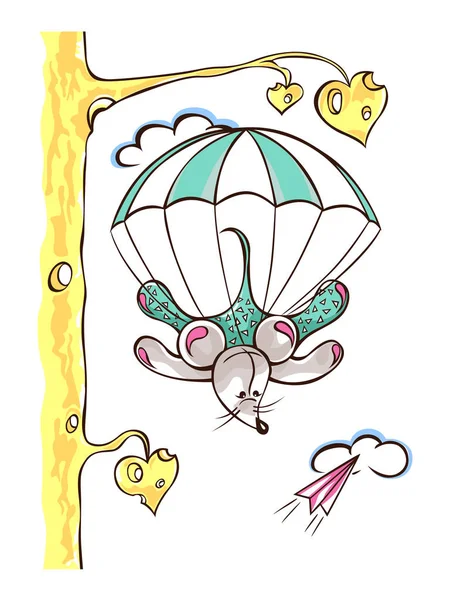Parachute springen Skydiver vliegen met parachute — Stockvector
