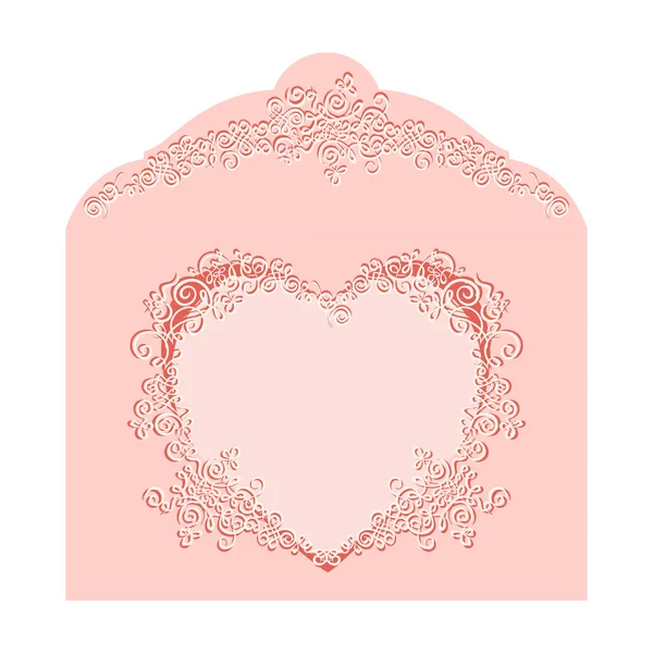 Envelope. Heart Valentines Day template greeting, invitation or — Stock Vector