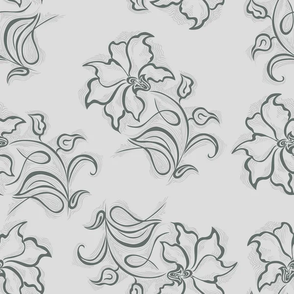 Цветы Бесшовных Узоров Ткани Поверхности Декоративными Цветочными Элементами Дизайнерскими Мотивами — стоковый вектор