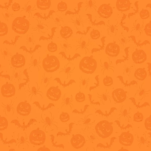 Fondo de Halloween naranja sin costuras con iconos de vacaciones — Archivo Imágenes Vectoriales