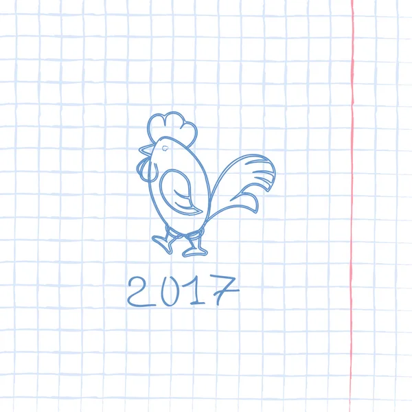 Simbol ayam jantan Tahun Baru 2017 - Stok Vektor