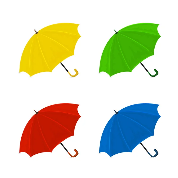 Set di ombrelli colorati su sfondo bianco — Vettoriale Stock