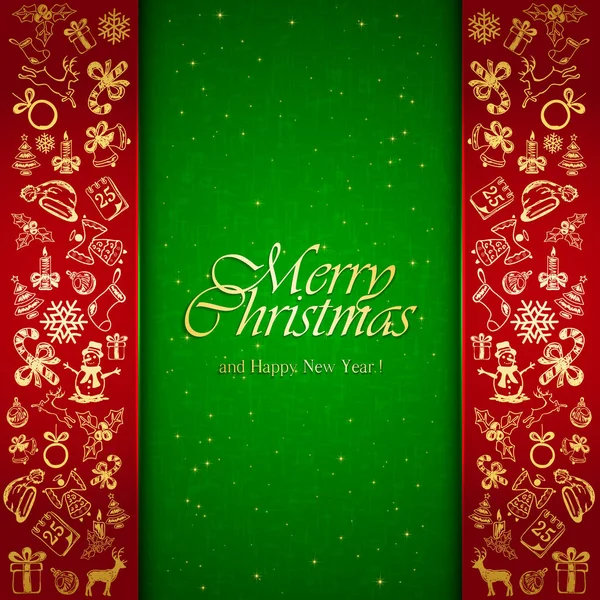 Vánoční dekorativní prvky na červené a zelené pozadí — Stockový vektor