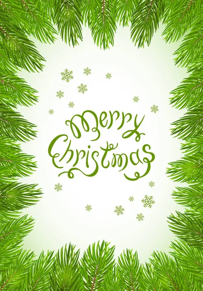 Fir ツリー ブランチと緑のクリスマス背景 — ストックベクタ