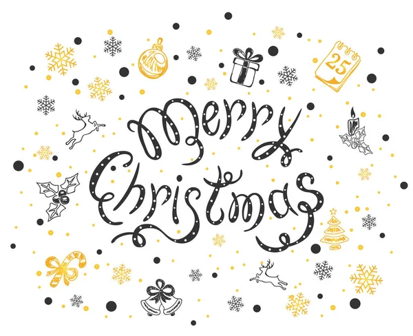 Merry Christmas and decorations on white background — Stock Vector