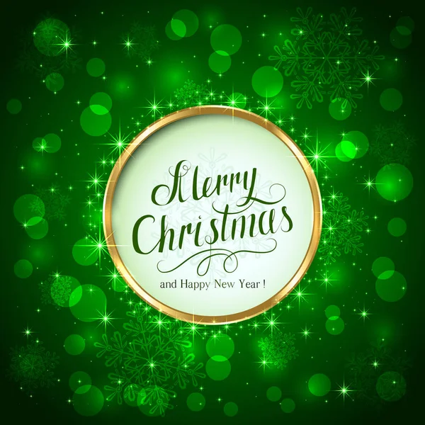 圣诞快乐绿色光芒背景 — 图库矢量图片