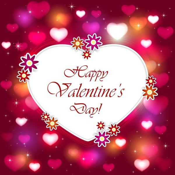Coeur de Saint-Valentin sur fond rose avec des coeurs brillants — Image vectorielle