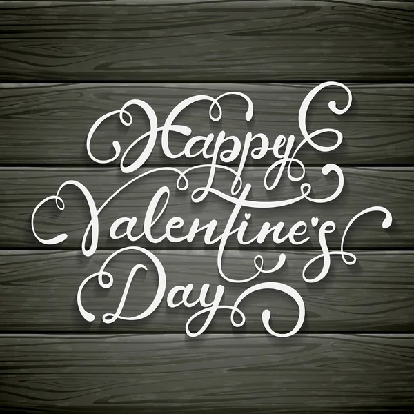 Happy Valentines Day on black wooden background — Stock Vector