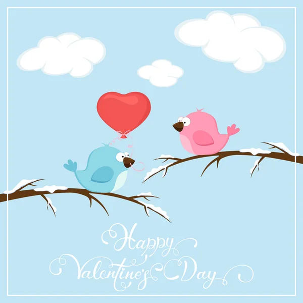 Valentines background with birds — Stock Vector