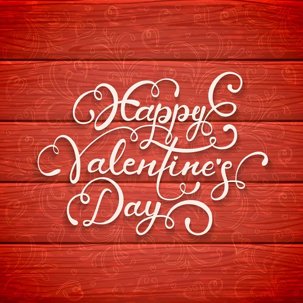 Red wooden background and Valentines decorations — Stock Vector