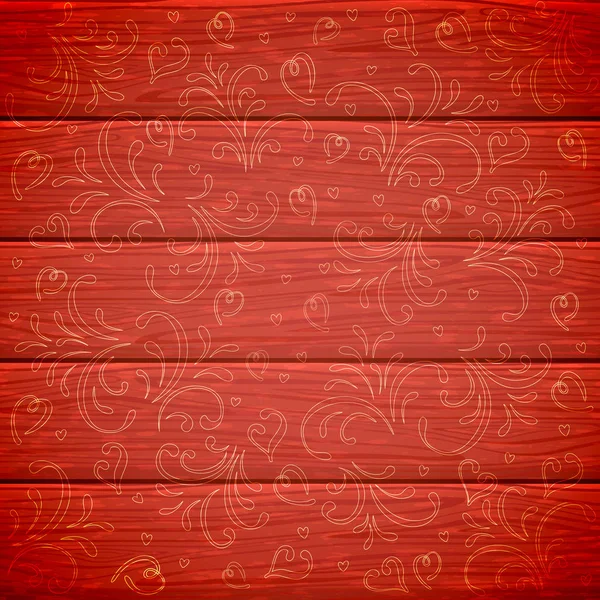 Fondo rojo de madera con adorno de San Valentín — Archivo Imágenes Vectoriales