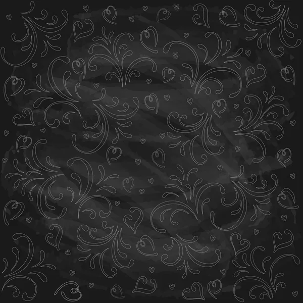 黒い黒板にバレンタイン飾り — ストックベクタ