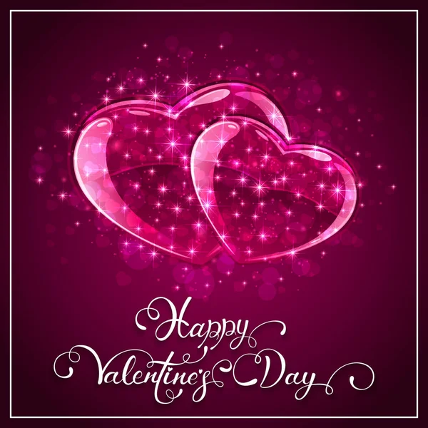 Pink hearts on Valentines background — Stock Vector