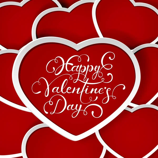 Valentines achtergrond met rode harten — Stockvector