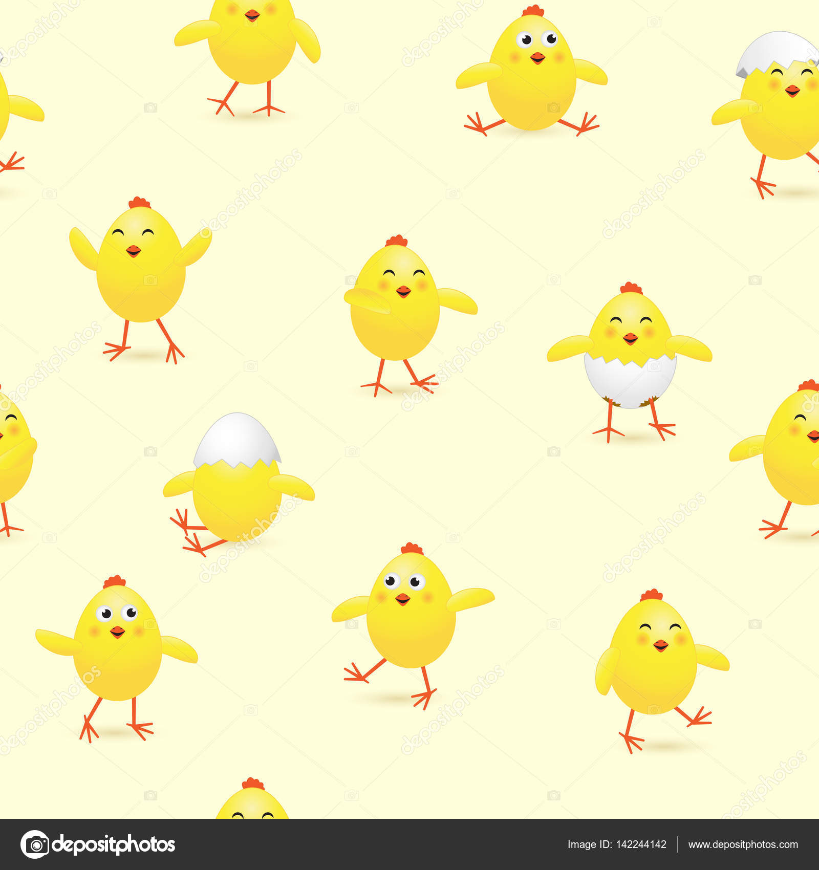 Fondo de Pascua sin costuras con polluelos Vector de stock #142244142 de  ©losw, image size:963x1024