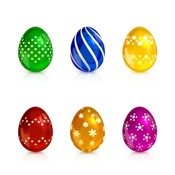 Sada barevné Dekorativní velikonoční vajíčka — Stockový vektor