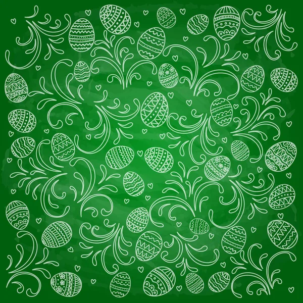 Huevos decorativos de Pascua con motivos en pizarra verde backgro — Archivo Imágenes Vectoriales