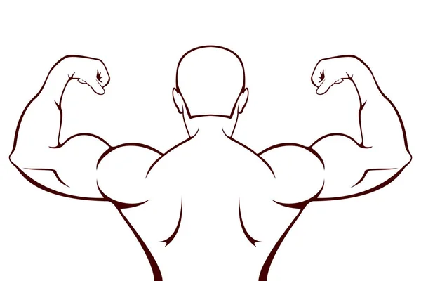 Silueta de hombre musculoso sobre blanco — Vector de stock