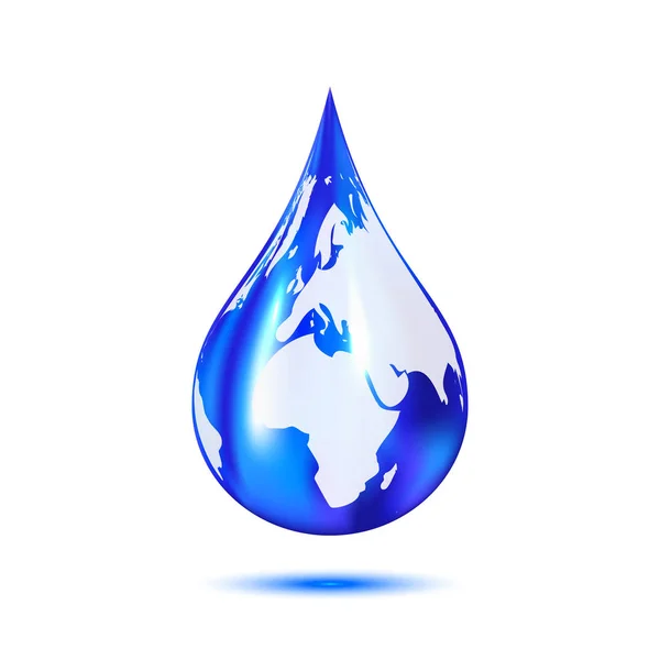 Gota de agua con tierra — Vector de stock