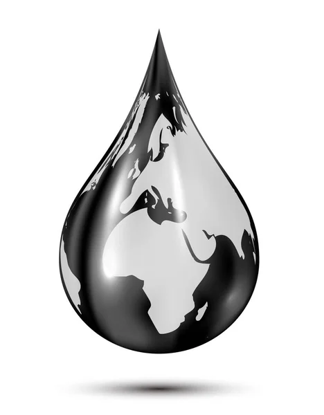 Black drop with Earth — Stock Vector