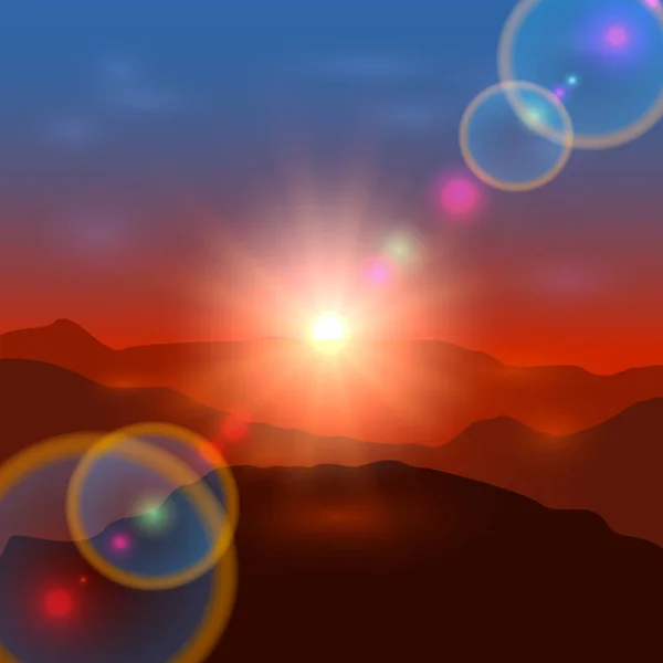 Soleil dans les montagnes — Image vectorielle