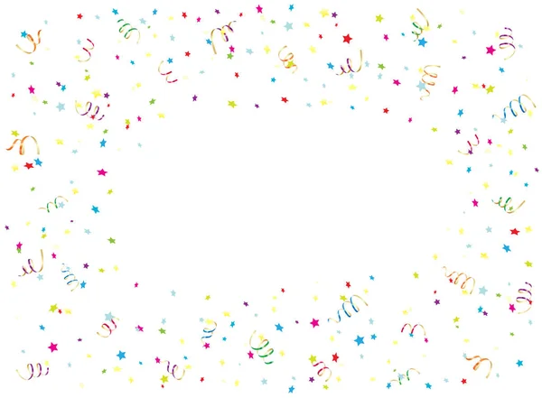 Feliz cumpleaños streamer y confeti sobre fondo blanco — Vector de stock