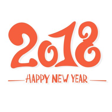 Beyaz arka plan üzerinde mutlu yeni yıl 2018