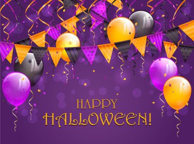 Cadılar Bayramın kutlu olsun flamalar ve balon ile yazı