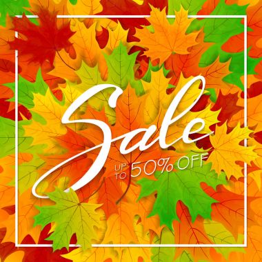 Autumn background with leaves and lettering Sale