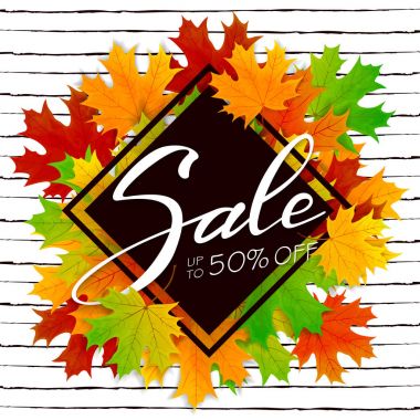 Satılık yazı ile akçaağaç yaprakları