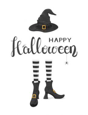 Halloween Tema Cadılar bacaklarda Ayakkabı ve şapka ile