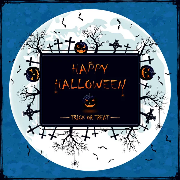 Halloween-Banner auf blauem Grunge-Hintergrund — Stockvektor
