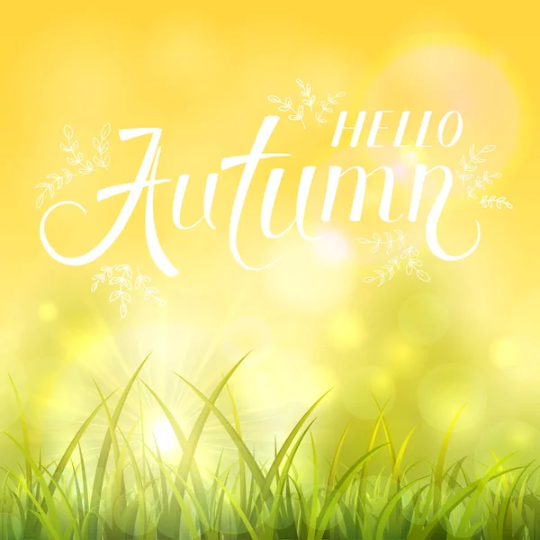 Fondo de otoño con hierba y sol brillante — Archivo Imágenes Vectoriales